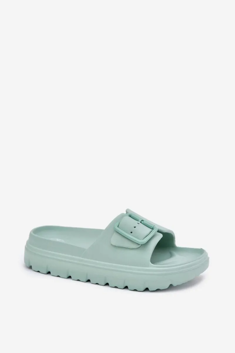 Klapki Basenowe|Klapki Na Platformie>Boto Klapki Damskie Piankowe Na Platformie Z Klamrą Zielone Viasara Zielony