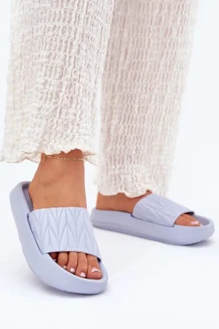 Discount Klapki Damskie Piankowe Na Platformie Niebieskie Vanesha Damskie Klapki Basenowe|Klapki Na Platformie