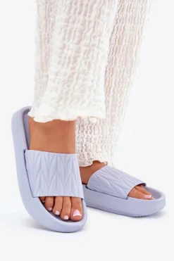 Discount Klapki Damskie Piankowe Na Platformie Niebieskie Vanesha Damskie Klapki Basenowe|Klapki Na Platformie