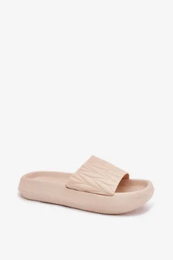 Boto Klapki Damskie Piankowe Na Platformie Beżowe Vanesha