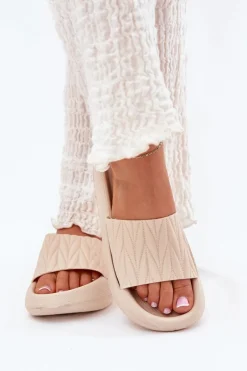 Boto Klapki Damskie Piankowe Na Platformie Beżowe Vanesha