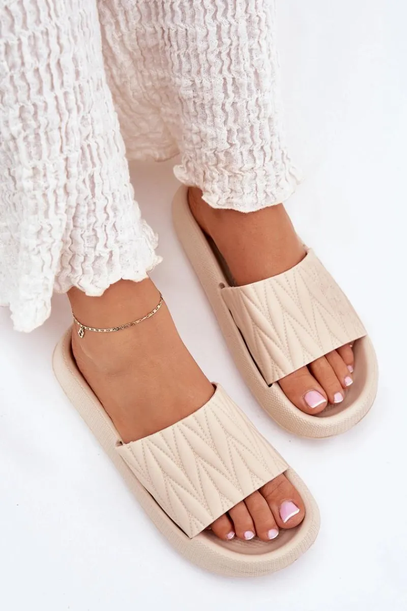 Boto Klapki Damskie Piankowe Na Platformie Beżowe Vanesha