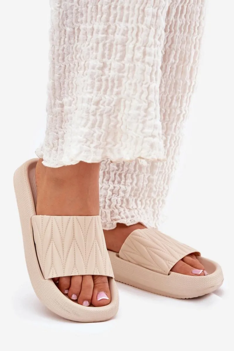 Boto Klapki Damskie Piankowe Na Platformie Beżowe Vanesha