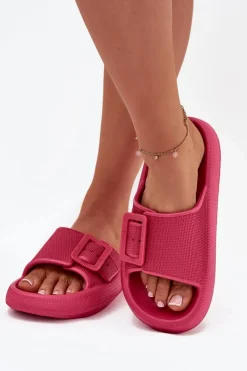 Klapki Damskie Big Star|Klapki Basenowe>Big Star Shoes Klapki Damskie Piankowe Na Platformie Z Klamrą Big Star RR274A583 Fuksja