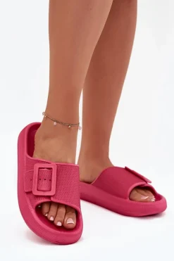 Klapki Damskie Big Star|Klapki Basenowe>Big Star Shoes Klapki Damskie Piankowe Na Platformie Z Klamrą Big Star RR274A583 Fuksja