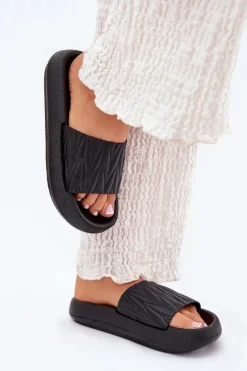 Discount Boto Klapki Damskie Piankowe Na Platformie Czarne Vanesha