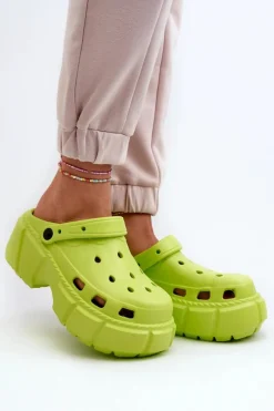 Clearance Klapki Damskie Piankowe Na Masywnej Podeszwie Limonkowe Witima Damskie Klapki Basenowe|Klapki Na Platformie