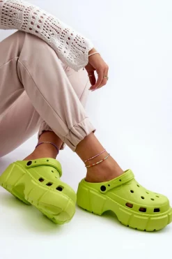 Clearance Klapki Damskie Piankowe Na Masywnej Podeszwie Limonkowe Witima Damskie Klapki Basenowe|Klapki Na Platformie