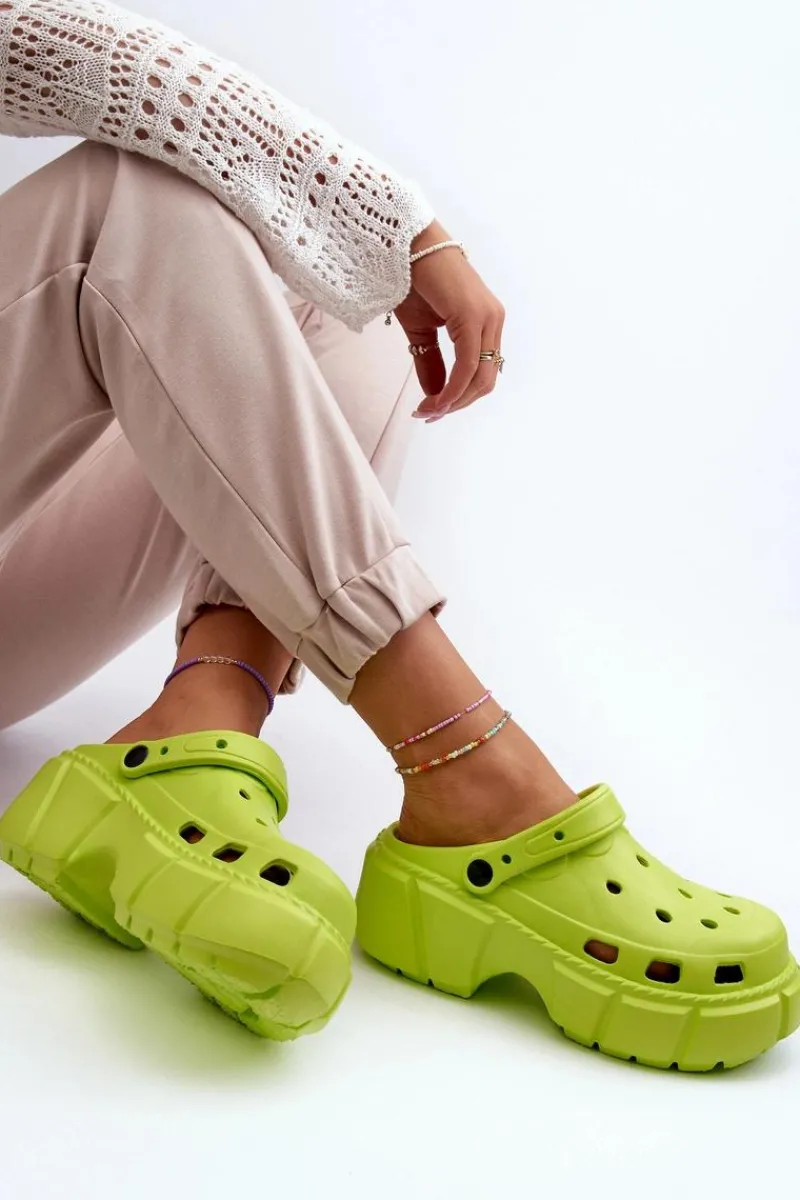 Clearance Klapki Damskie Piankowe Na Masywnej Podeszwie Limonkowe Witima Damskie Klapki Basenowe|Klapki Na Platformie