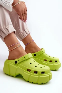 Clearance Klapki Damskie Piankowe Na Masywnej Podeszwie Limonkowe Witima Damskie Klapki Basenowe|Klapki Na Platformie