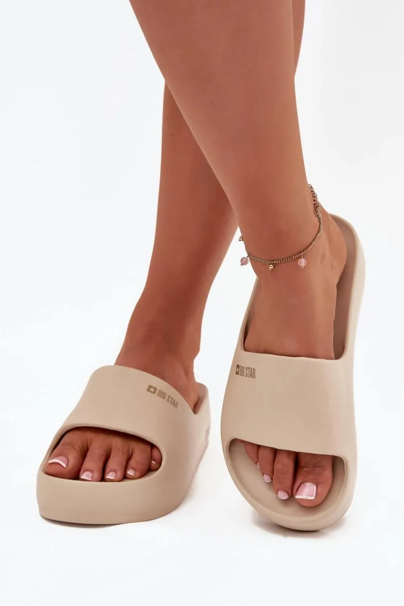 Big Star Shoes Klapki Damskie Piankowe Na Masywnej Platformie Big Star SS274722 Beżowe Beżowy