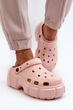 Online Boto Klapki Damskie Piankowe Na Masywnej Podeszwie Różowe Witima