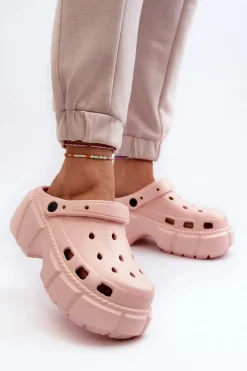 Online Boto Klapki Damskie Piankowe Na Masywnej Podeszwie Różowe Witima