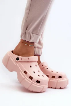 Online Boto Klapki Damskie Piankowe Na Masywnej Podeszwie Różowe Witima