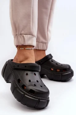 Klapki Basenowe|Klapki Na Platformie>Boto Klapki Damskie Piankowe Na Masywnej Podeszwie Czarne Witima Czarny