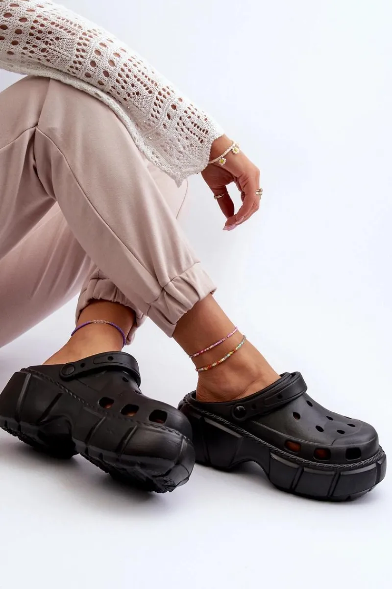 Klapki Basenowe|Klapki Na Platformie>Boto Klapki Damskie Piankowe Na Masywnej Podeszwie Czarne Witima Czarny