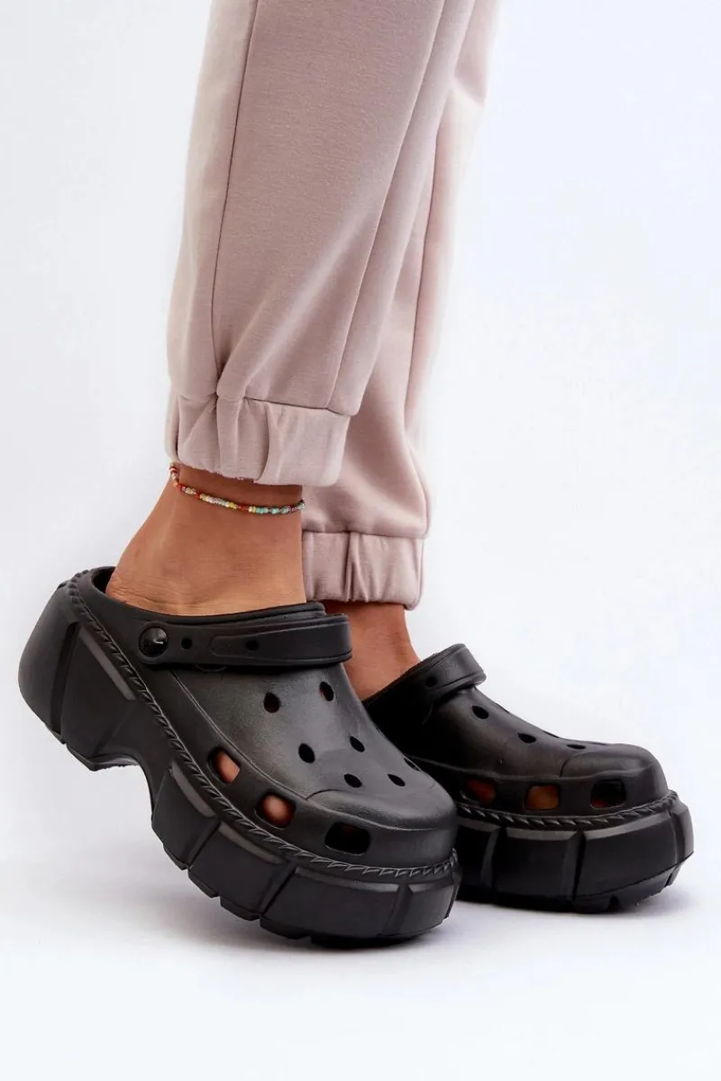 Klapki Basenowe|Klapki Na Platformie>Boto Klapki Damskie Piankowe Na Masywnej Podeszwie Czarne Witima Czarny