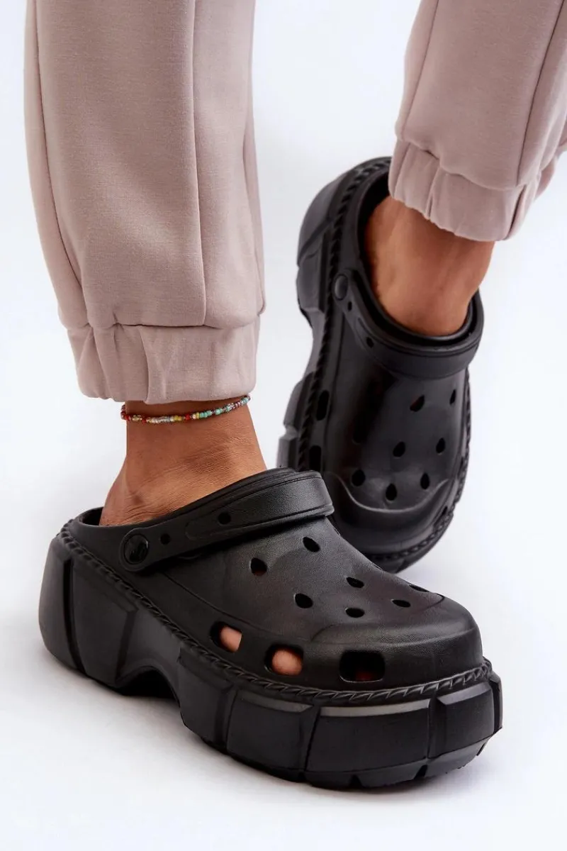 Klapki Basenowe|Klapki Na Platformie>Boto Klapki Damskie Piankowe Na Masywnej Podeszwie Czarne Witima Czarny