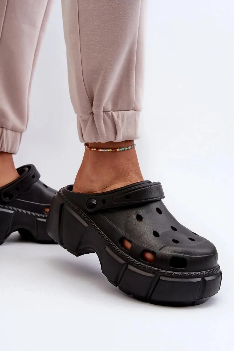 Klapki Basenowe|Klapki Na Platformie>Boto Klapki Damskie Piankowe Na Masywnej Podeszwie Czarne Witima Czarny