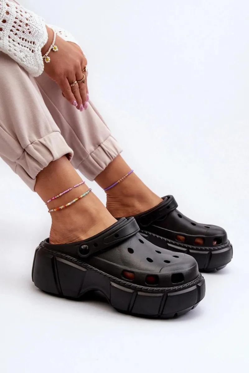 Klapki Basenowe|Klapki Na Platformie>Boto Klapki Damskie Piankowe Na Masywnej Podeszwie Czarne Witima Czarny