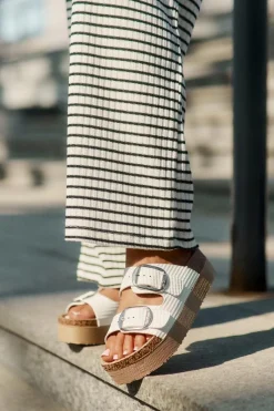 Lee Cooper Klapki Damskie Platformie Z Klamrami LCW-25-35-3496L Białe