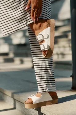 Lee Cooper Klapki Damskie Platformie Z Klamrami LCW-25-35-3496L Białe