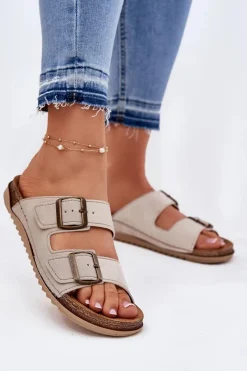 Best Klapki Damskie Profilaktyczne AA000068 Beżowe Damskie Klapki Na Platformie|Klapki Damskie Klasyczne