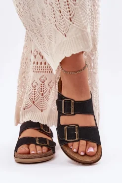 Hot Klapki Damskie Profilaktyczne AA000068 Czarne Damskie Klapki Na Platformie|Klapki Damskie Klasyczne