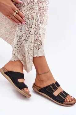 Hot Klapki Damskie Profilaktyczne AA000068 Czarne Damskie Klapki Na Platformie|Klapki Damskie Klasyczne