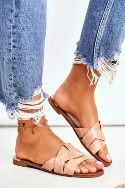 Hot Klapki Damskie Skóra Węża Różowe Chance Damskie Klapki Damskie Klasyczne