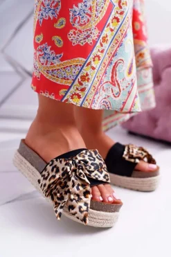 Klapki Damskie Klasyczne>Boto Klapki Damskie Vices Czarne Leopard 6275