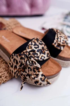 Klapki Damskie Klasyczne>Boto Klapki Damskie Vices Czarne Leopard 6275