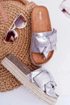 Best Boto Klapki Damskie Vices Srebrne 6275