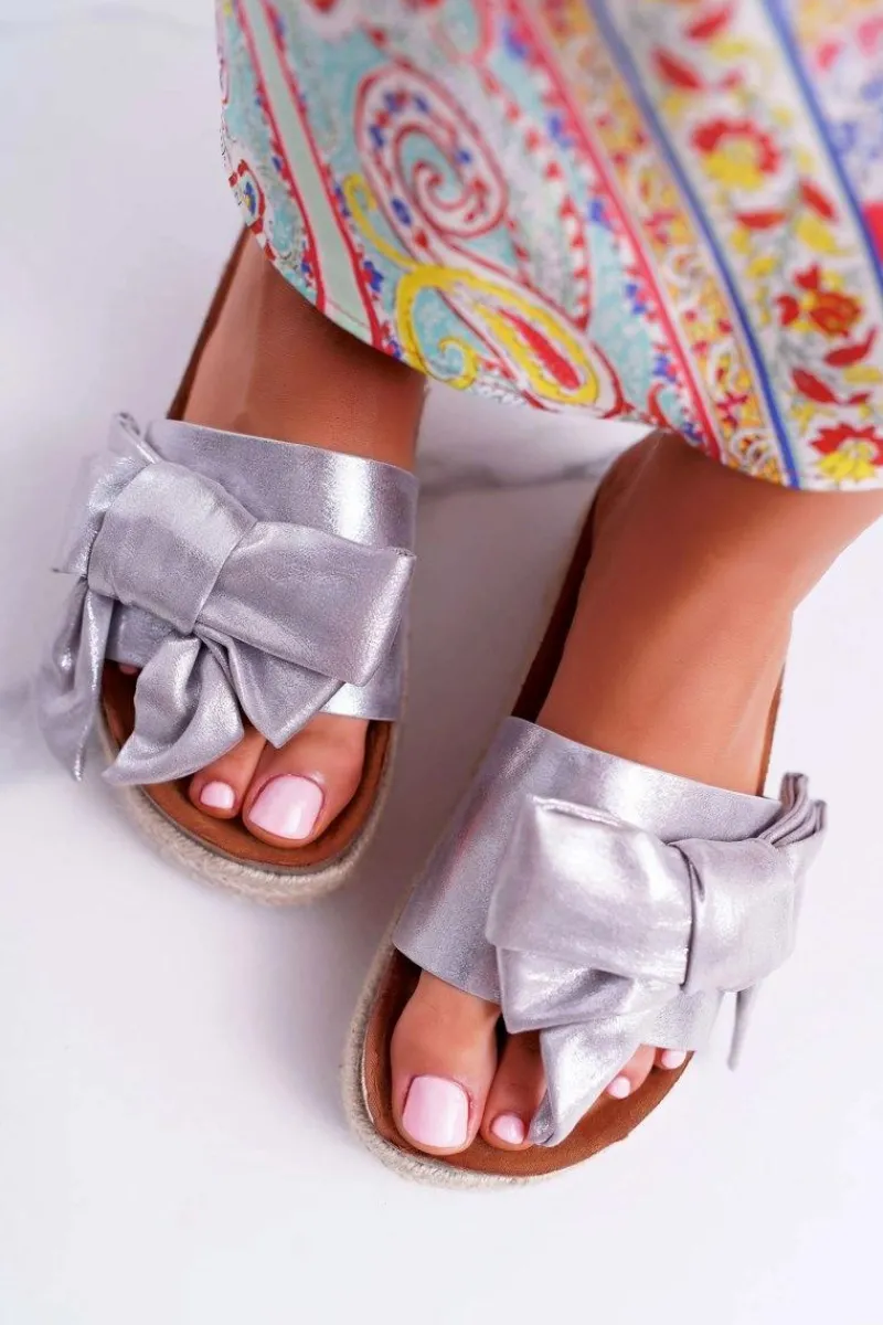 Best Boto Klapki Damskie Vices Srebrne 6275