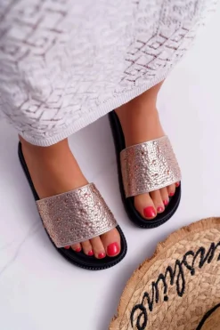 Hot Boto Klapki Damskie Z Cyrkoniami Champagne XTI 48821