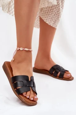 Best Boto Klapki Damskie Z Eko Skóry Czarne Lisanoria