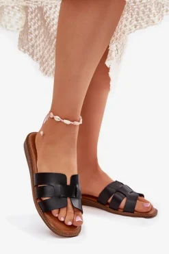 Best Boto Klapki Damskie Z Eko Skóry Czarne Lisanoria