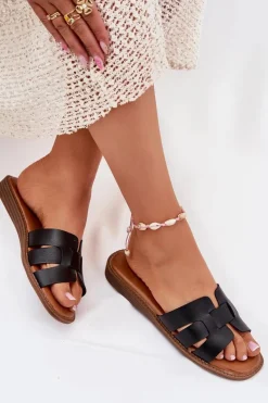 Best Boto Klapki Damskie Z Eko Skóry Czarne Lisanoria