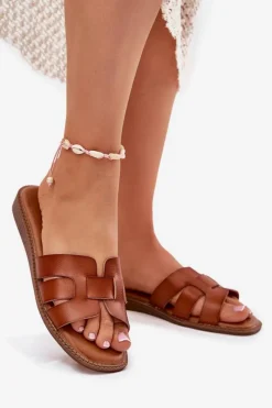 Klapki Damskie Z Eko Skóry Camel Lisanoria Damskie Klapki Damskie Klasyczne