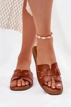 Klapki Damskie Z Eko Skóry Camel Lisanoria Damskie Klapki Damskie Klasyczne