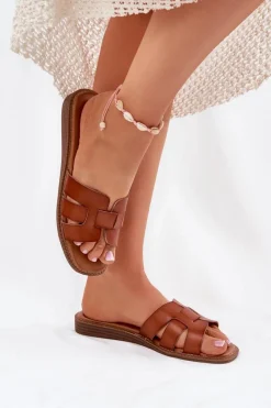 Klapki Damskie Z Eko Skóry Camel Lisanoria Damskie Klapki Damskie Klasyczne