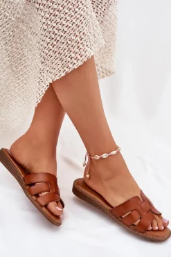 Klapki Damskie Z Eko Skóry Camel Lisanoria Damskie Klapki Damskie Klasyczne