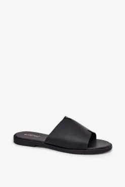 Online Evento Klapki Damskie Z Eko Skóry Na Płaskim Obcasie Czarne Kalimira