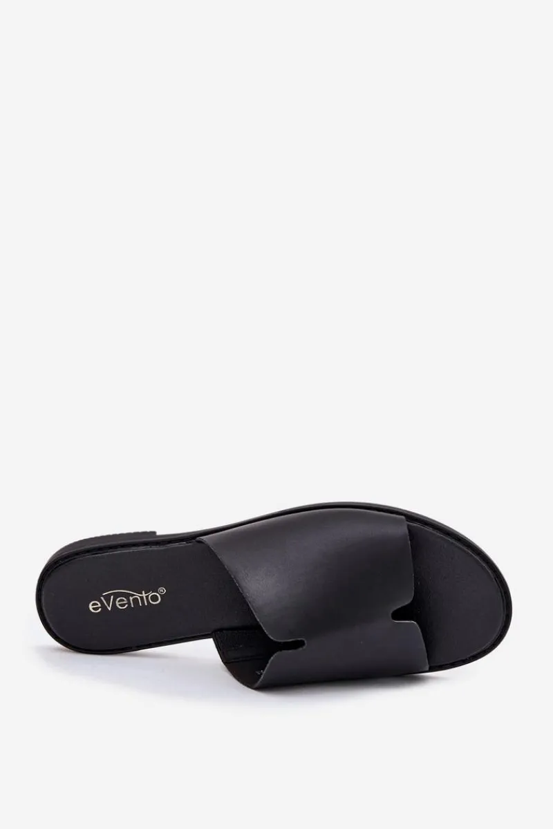 Online Evento Klapki Damskie Z Eko Skóry Na Płaskim Obcasie Czarne Kalimira