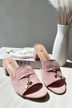 Best Klapki Damskie Z Eko Zamszu Na Obcasie Różowe Jemenna Damskie Klapki Na Obcasie|Klapki Damskie Klasyczne