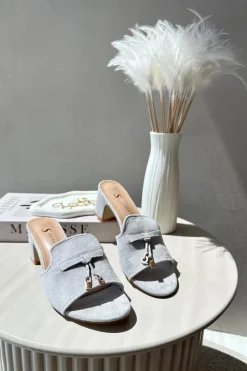 Outlet Boto Klapki Damskie Z Eko Zamszu Na Obcasie Szare Jemenna Szary