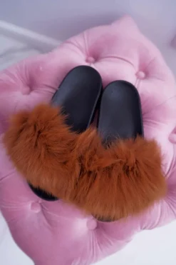 Online Boto Klapki Damskie Z Futerkiem Camel Mellow