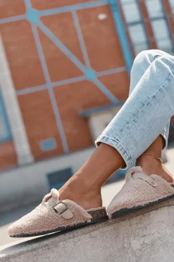 Clearance Boto Klapki Damskie Z Futerkiem Typu Baranek Beżowe Lorivine Beżowy