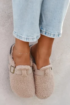 Clearance Boto Klapki Damskie Z Futerkiem Typu Baranek Beżowe Lorivine Beżowy