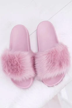 Klapki Z Futerkiem|Klapki Damskie Klasyczne>Boto Klapki Damskie Z Futerkiem Jasny Róż Fur
